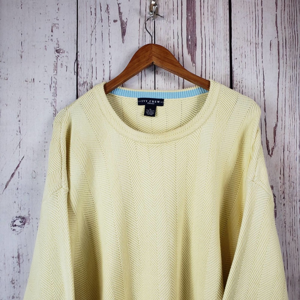 Ivy Crew Mens Pullover Vintage Sweater Size XL Long Sleeve Cotton Yellow